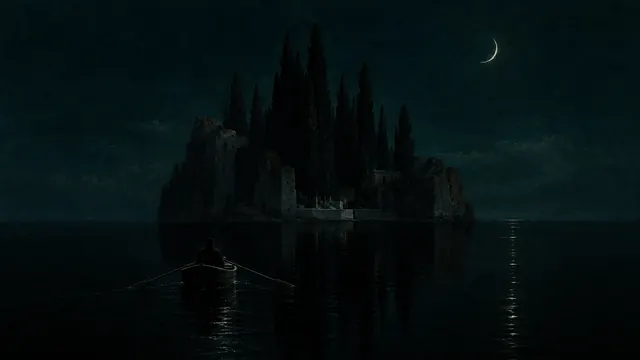 Isle of the Dead, Nocturne: AI remake of Isle of the Dead by Arnold Böcklin